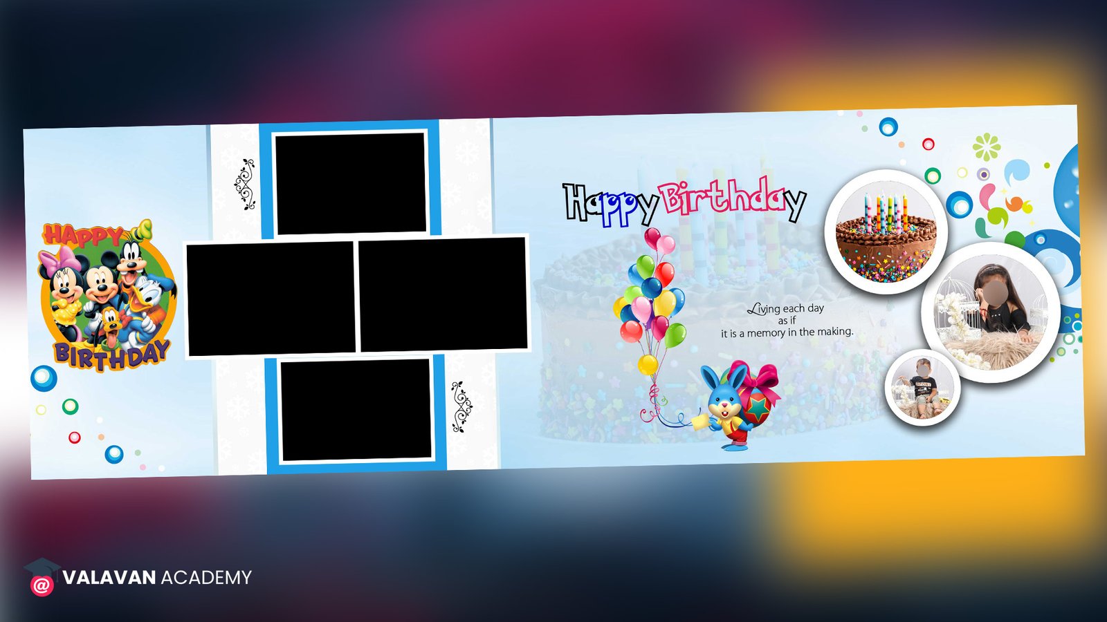 Birthday Animations Banner PSD Free Download