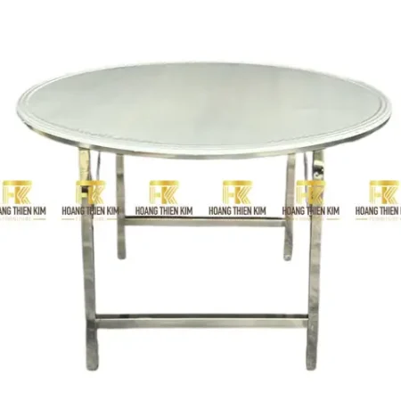 Bàn Tròn Tiệc Cưới Inox 1m8 Chân Hộp Mặt Gỗ MDF Melamine (model: BTTC-180)