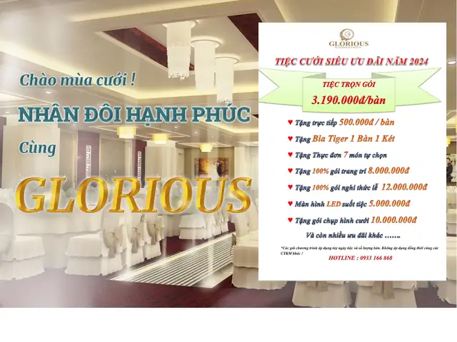 Review Chi Tiết Trung Tâm Tiệc Cưới Glorious: Giá Bàn, Menu, Không Gian & Đánh Giá Uy Tín 2024