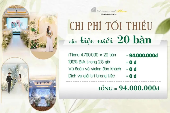 Tổng Hợp Thông Tin Trung Tâm Hội Nghị Tiệc Cưới Diamond Place: 2 Chi Nhánh, Sảnh Tiệc, Giá Cước & Thực Đơn